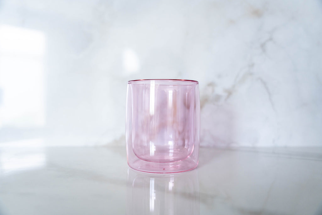 4 Pack double wall glass tumbler- Watermelon/ Lime
