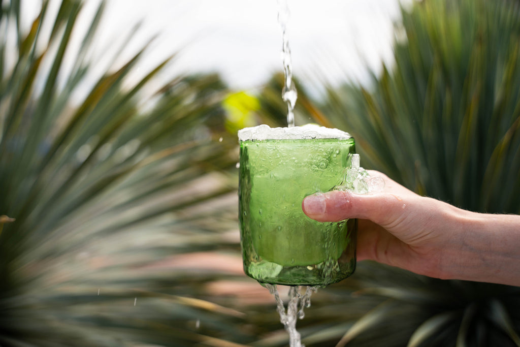 4 Pack double wall glass tumbler-Lime