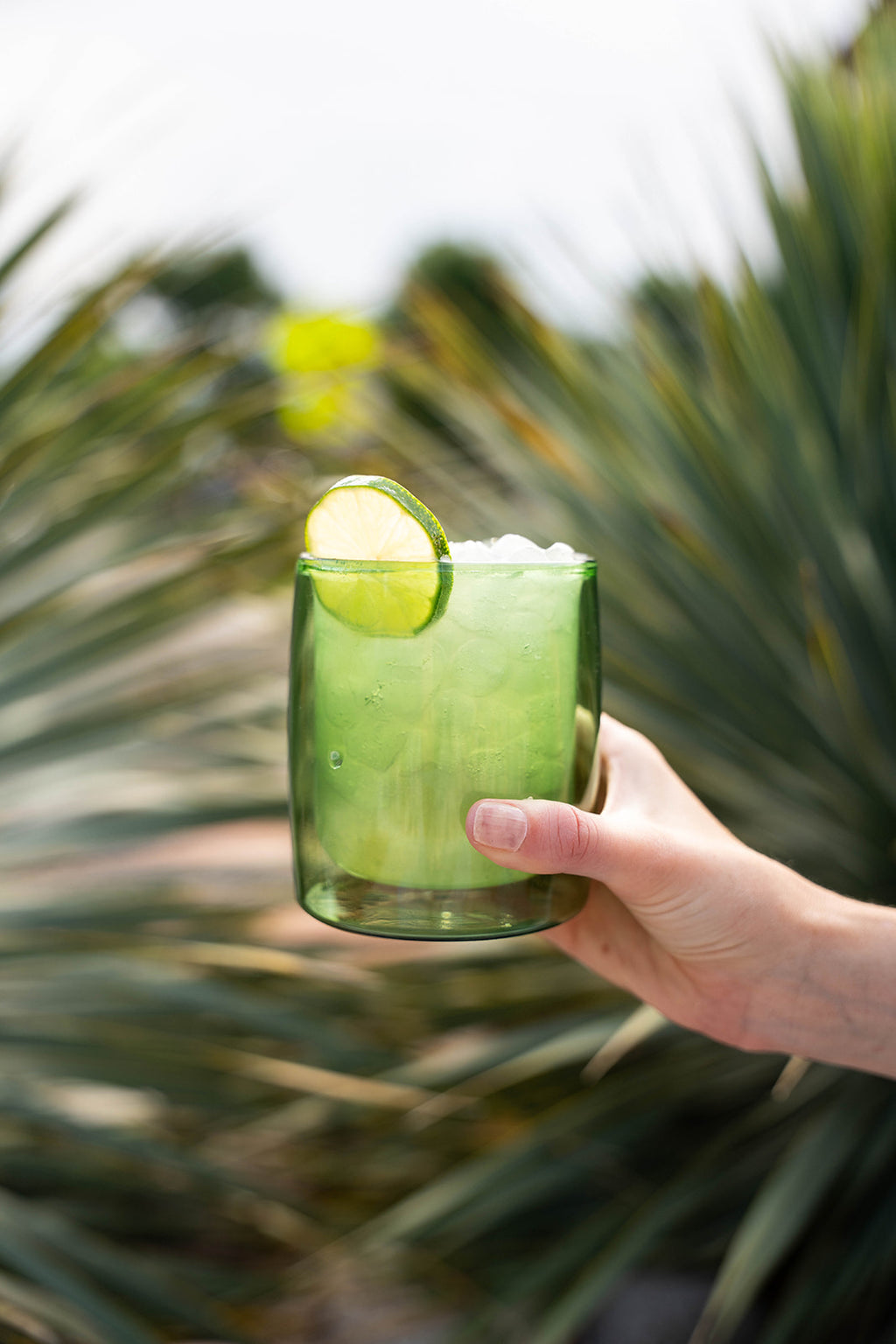 4 Pack double wall glass tumbler-Lime