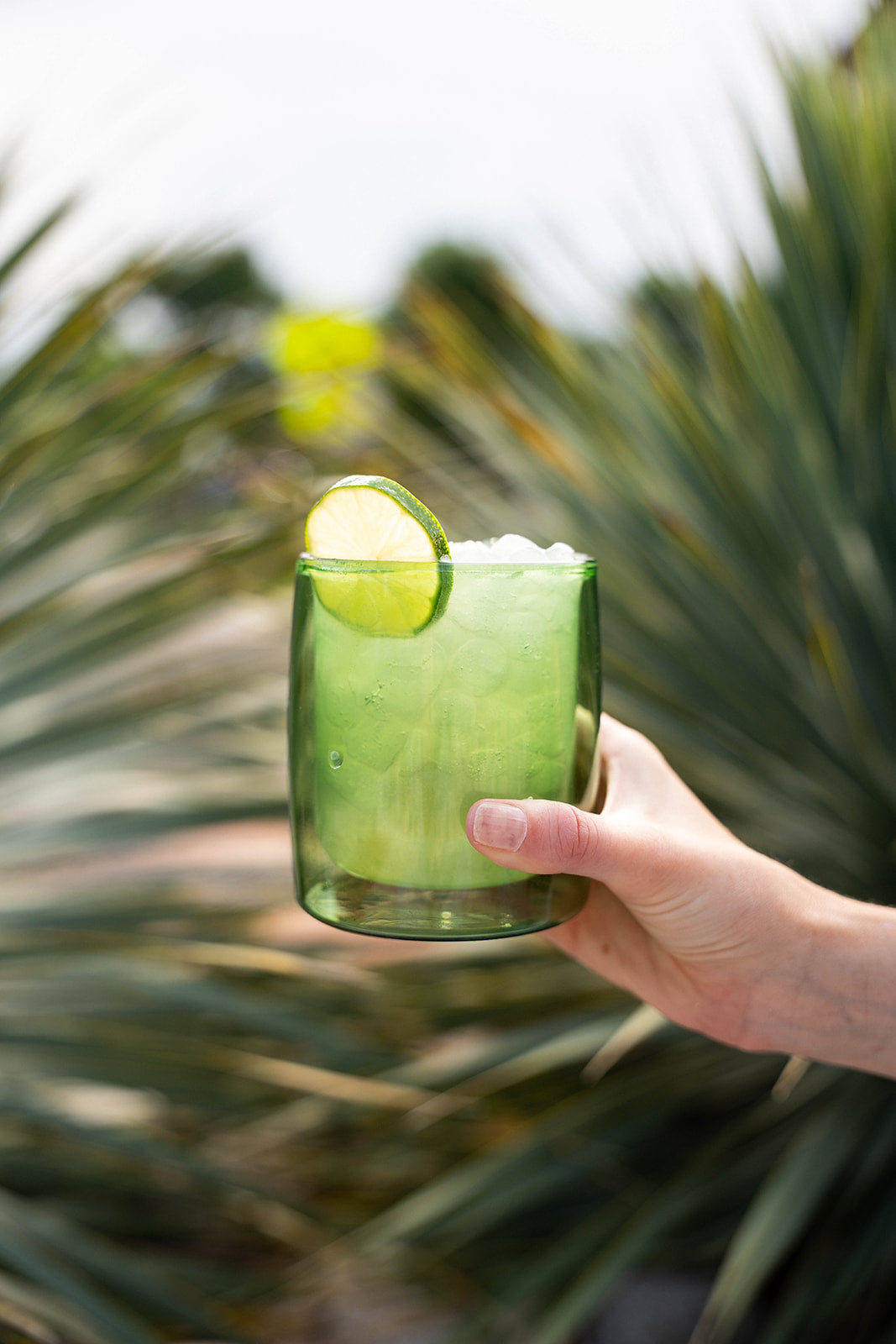 4 Pack double wall glass tumbler-Lime